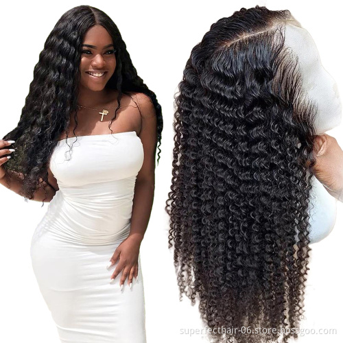 Deep Wave 13x4 Lace Frontal Wigs Brazilian Virgin Human Hair For Black Women With Pre Plucked 13*6 Lace Frontal Wigs